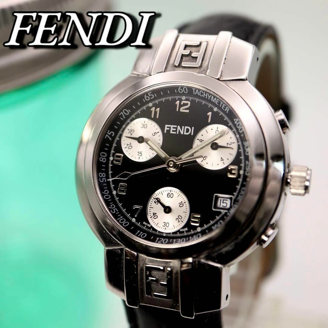 FENDI - 極美品 FENDI オロロジ クロノグラフ 黒文字盤 FENDI - 極美品 FENDI オロロジ クロノグラフ 黒文字盤