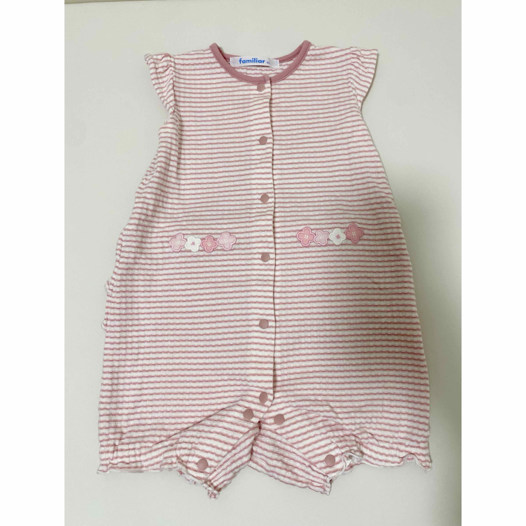familiar - 【familiar】ファミリア ロンパース 80 夏服 ピンク familiar - 【familiar】ファミリア ロンパース 80 夏服 ピンク