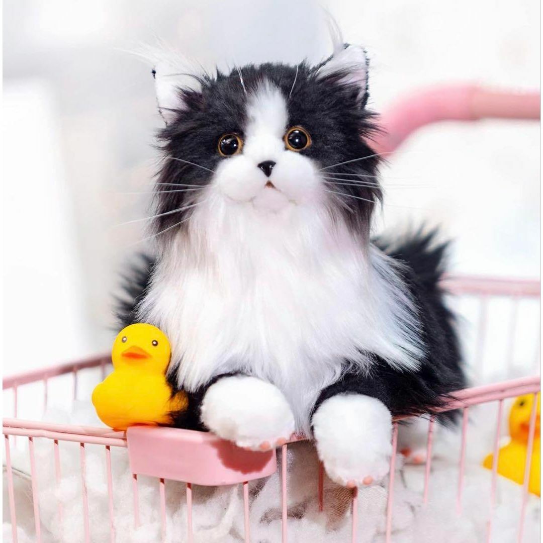 Chongker]猫ぬいぐるみ リアル 本物そっくり ハンドメイド(黒猫)