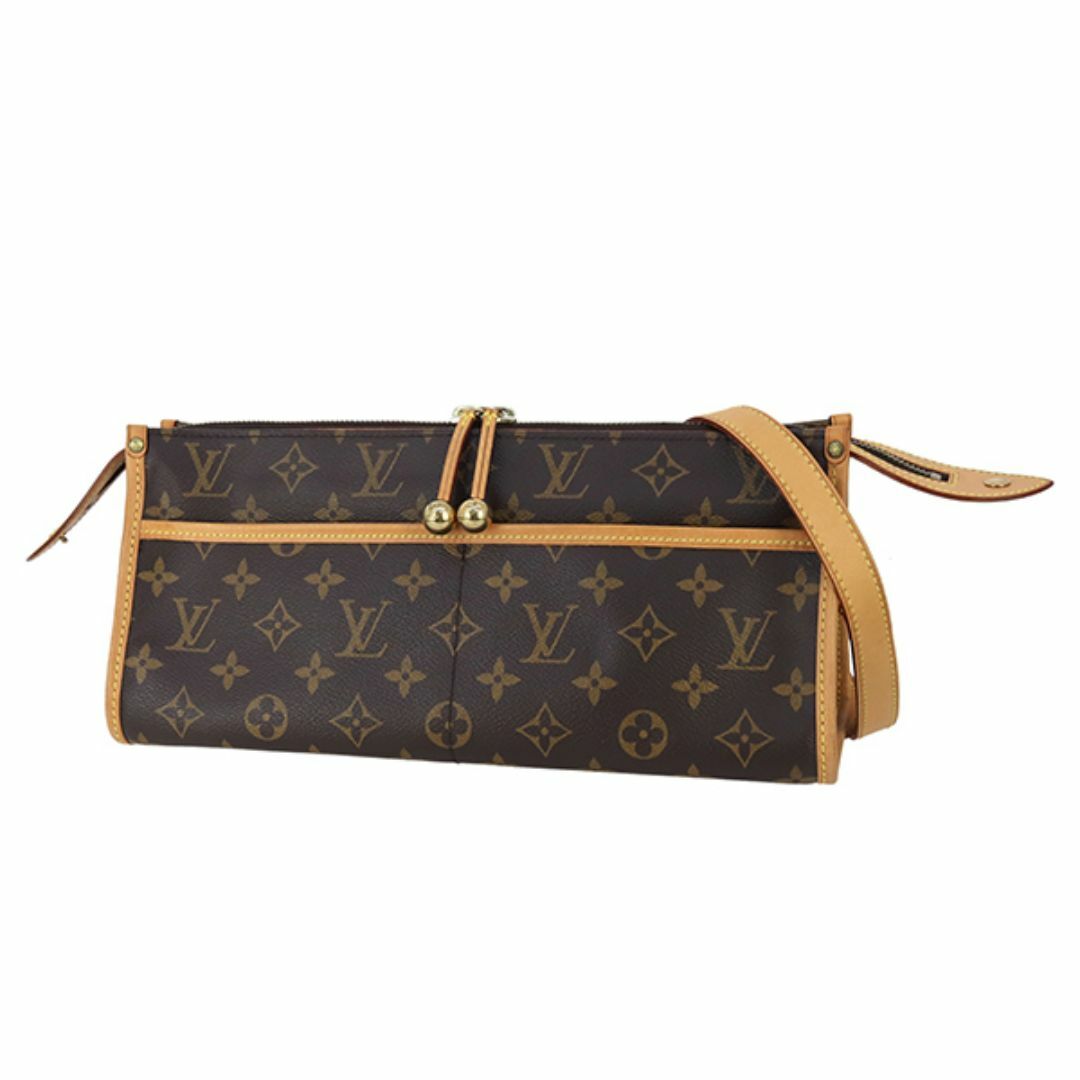 LOUIS VUITTON - ルイヴィトン ショルダーバッグ レディース M40008 ポパンクールロン モノグラム キャンバス ブラウン ベージュ ゴールド金具 中古 928