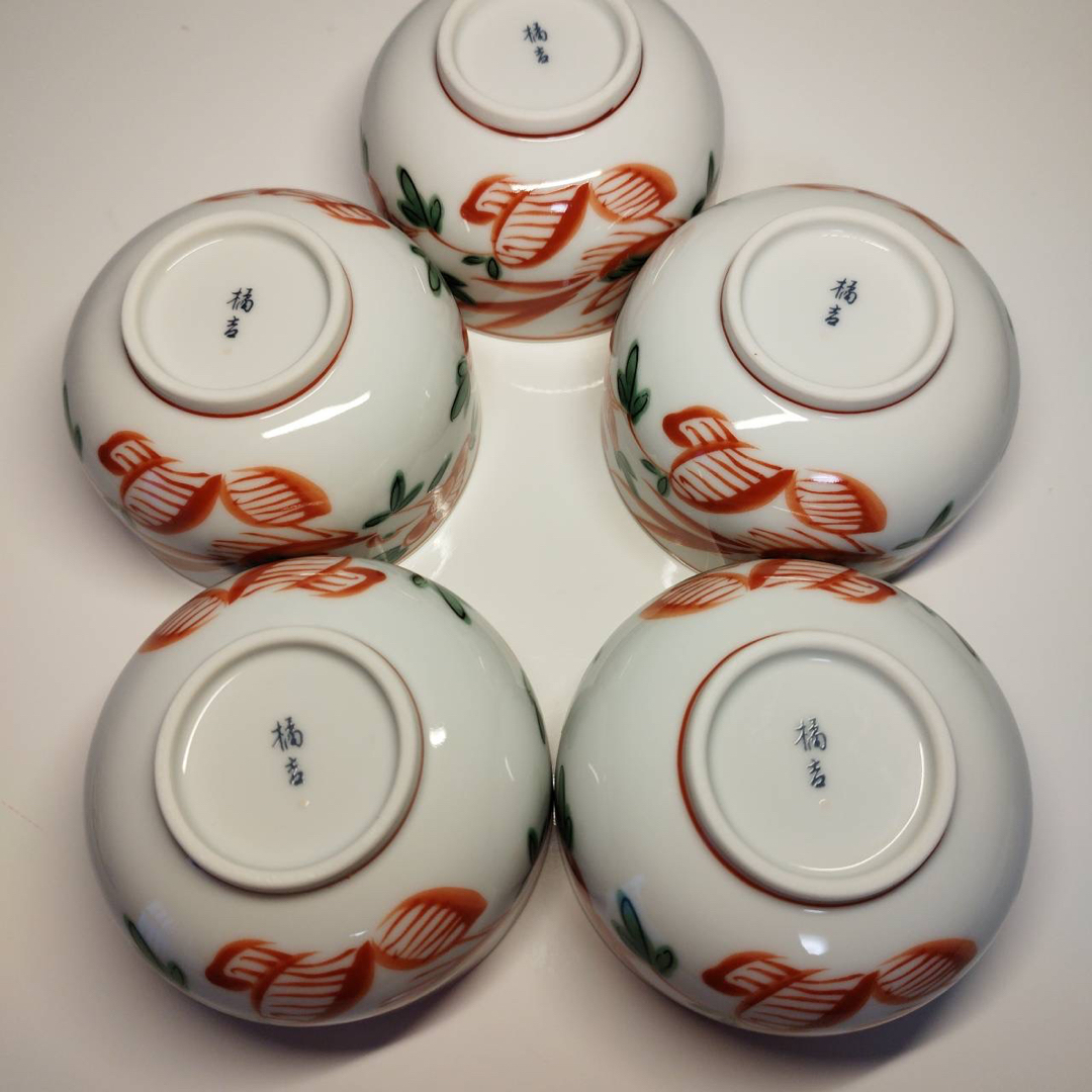 たち吉 - 橘吉 たち吉 赤絵 花鳥 蓋付き 湯呑み茶碗 5客セット たち吉 - 橘吉 たち吉 赤絵 花鳥 蓋付き 湯呑み茶碗 5客セット