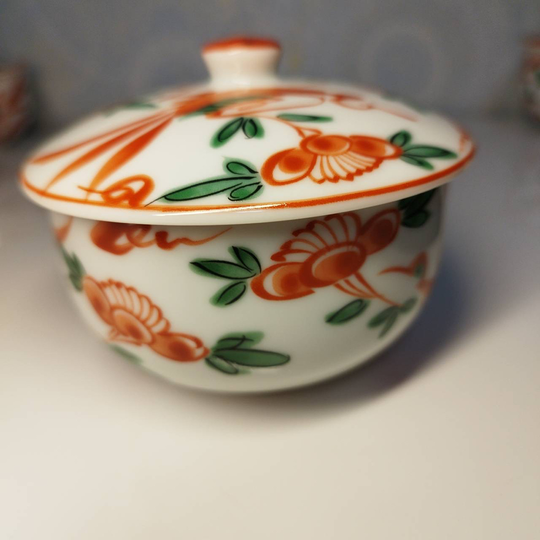 たち吉 - 橘吉 たち吉 赤絵 花鳥 蓋付き 湯呑み茶碗 5客セット たち吉 - 橘吉 たち吉 赤絵 花鳥 蓋付き 湯呑み茶碗 5客セット