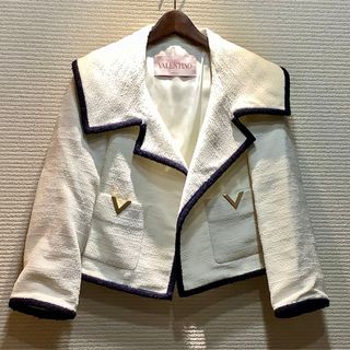 VALENTINO - ヴァレンティノ イエロー コットン混 花柄 テーラードジャケット 10 VALENTINO - ヴァレンティノ イエロー コットン混 花柄 テーラードジャケット 10