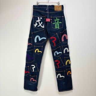 EVISU - サイズ32 ピンクカモメ 濃紺 虎耳 2001 エヴィス エビス EVISU - サイズ32 ピンクカモメ 濃紺 虎耳 2001 エヴィス エビス