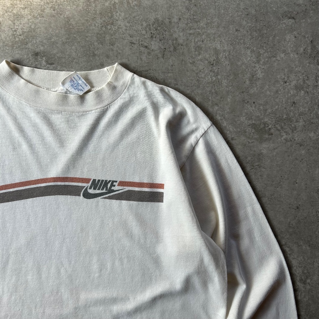 NIKE - 70s NIKE ロンtシャツ USA製 ホワイト L オレンジタグの NIKE - 70s NIKE ロンtシャツ USA製 ホワイト L オレンジタグの