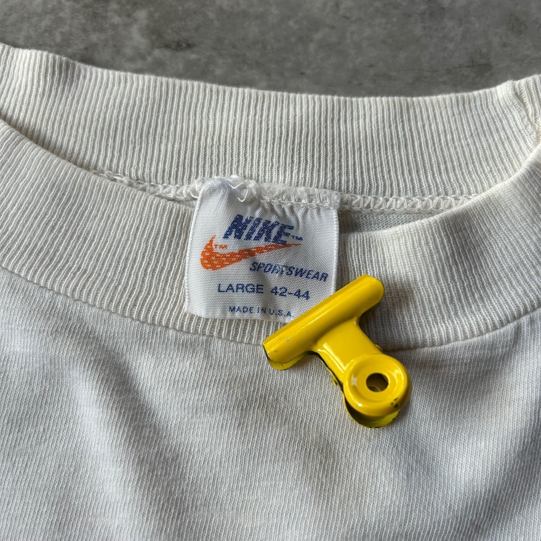 NIKE - 70s NIKE ロンtシャツ USA製 ホワイト L オレンジタグの NIKE - 70s NIKE ロンtシャツ USA製 ホワイト L オレンジタグの