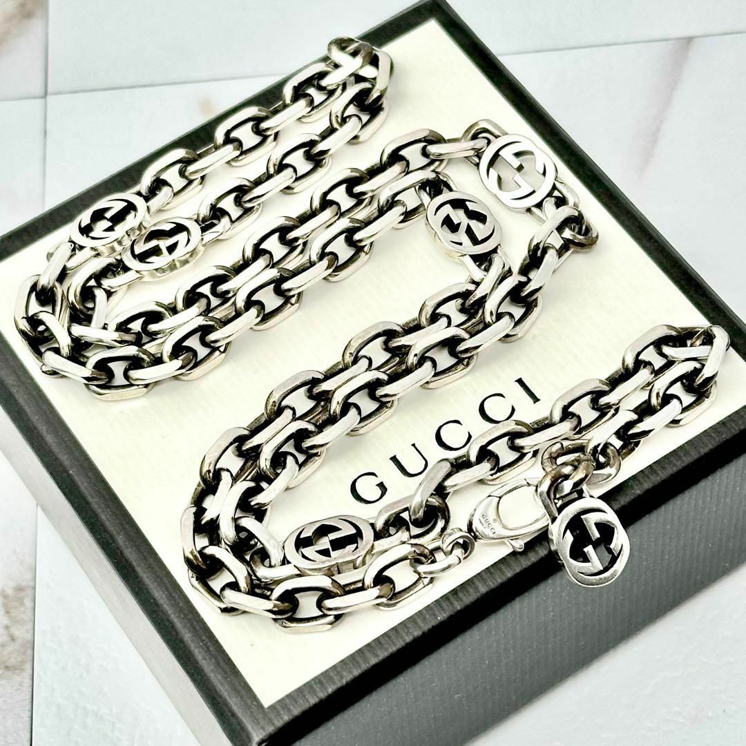 GUCCI - GUCCI グッチ インターロッキング チェーン シルバー GUCCI - GUCCI グッチ インターロッキング チェーン シルバー