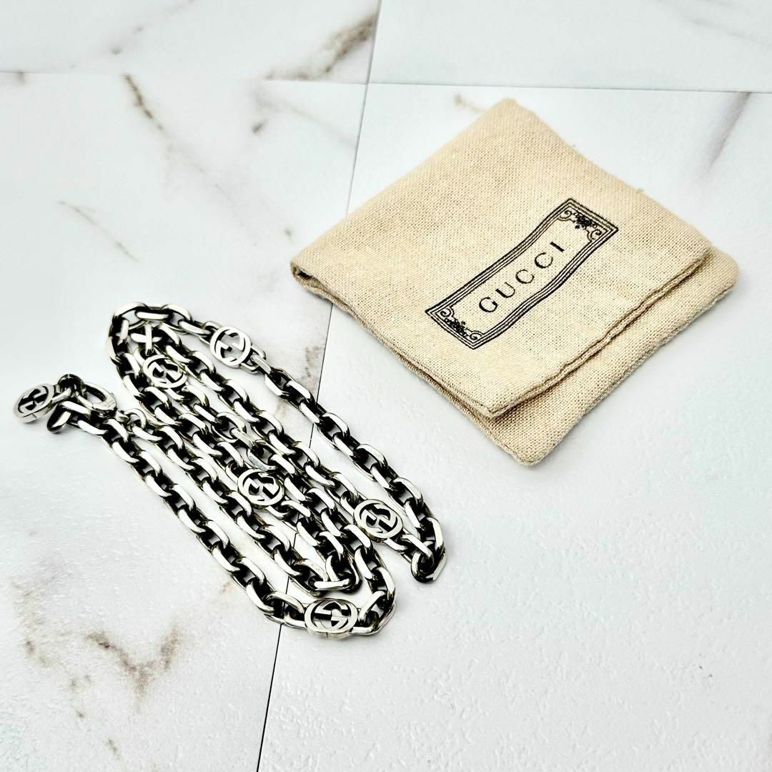 GUCCI - GUCCI グッチ インターロッキング チェーン シルバー GUCCI - GUCCI グッチ インターロッキング チェーン シルバー
