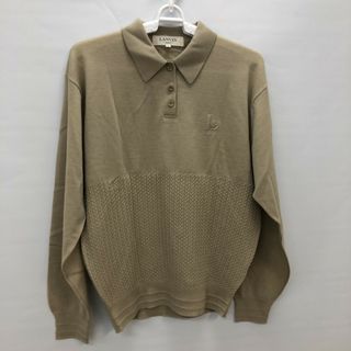 【LANVINGOLF】ランバンゴルフ　トップス　ポロシャツ　長袖　ベージュ系　Mサイズ　ニット　毛100％(ポロシャツ)