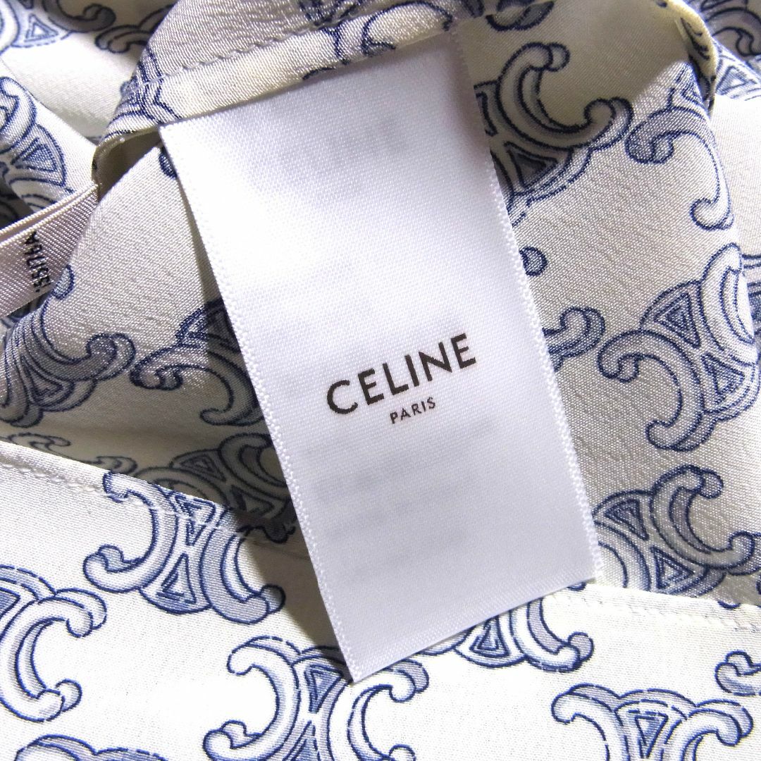 CELINE - 美品 セリーヌ トリオンフ柄 シルク ブラウス シャツ CELINE - 美品 セリーヌ トリオンフ柄 シルク ブラウス シャツ
