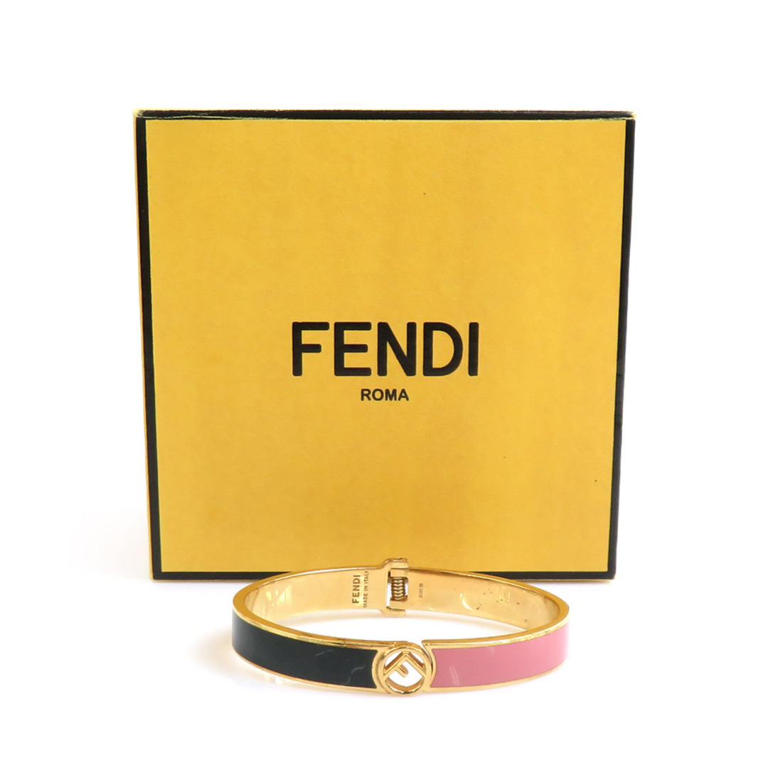 FENDI - フェンディ FENDI バングル メタル ブラック×ピンク FENDI - フェンディ FENDI バングル メタル ブラック×ピンク