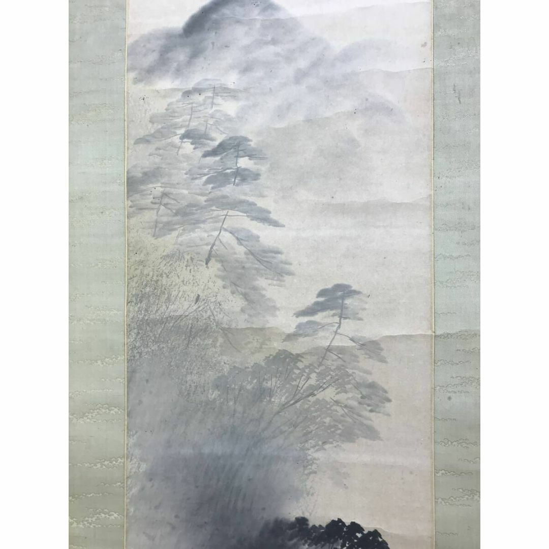 真作/平井楳仙/嵐峡初夏図/筏下り図/山水図/嵐山図/掛軸☆宝船 真作/平井楳仙/嵐峡初夏図/筏下り図/山水図/嵐山図/掛軸☆宝船