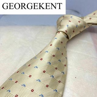 美品★ジョージケント★ ブランド ネクタイ シルク 日本製 クリームイエロー系(ネクタイ)