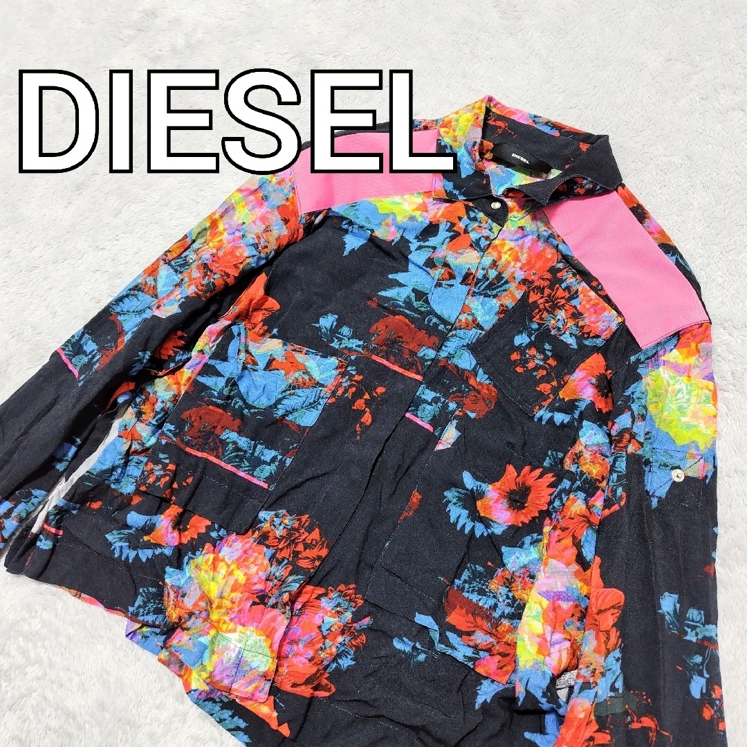 DIESEL(ディーゼル)のDIESEL　ディーゼル　長袖　シャツ　総柄　レディース　XS レディースのトップス(シャツ/ブラウス(長袖/七分))の商品写真