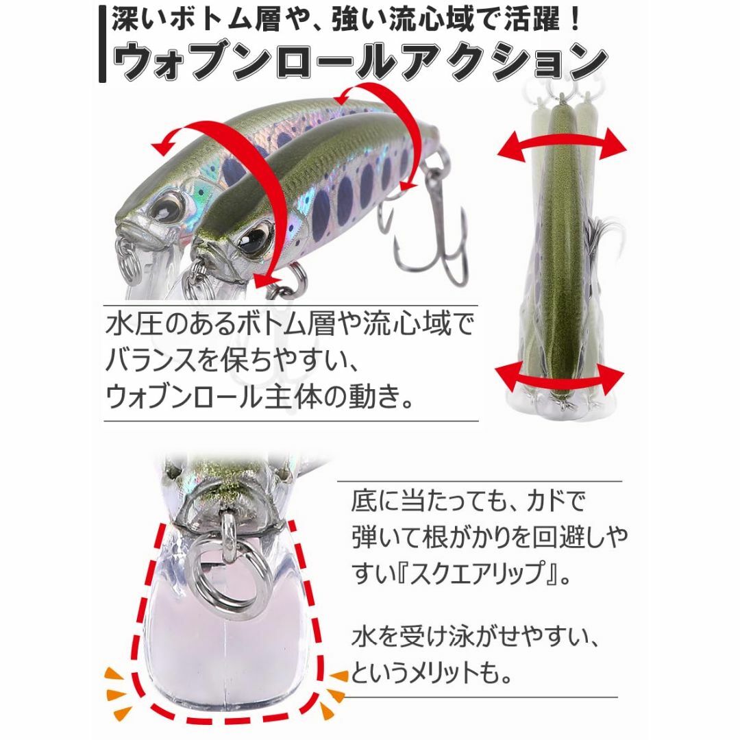 CONTYU 渓流ミノー 5個 セット 46mm 6.4g トラウト ヘビーシンの CONTYU 渓流ミノー 5個 セット 46mm 6.4g トラウト ヘビーシンの