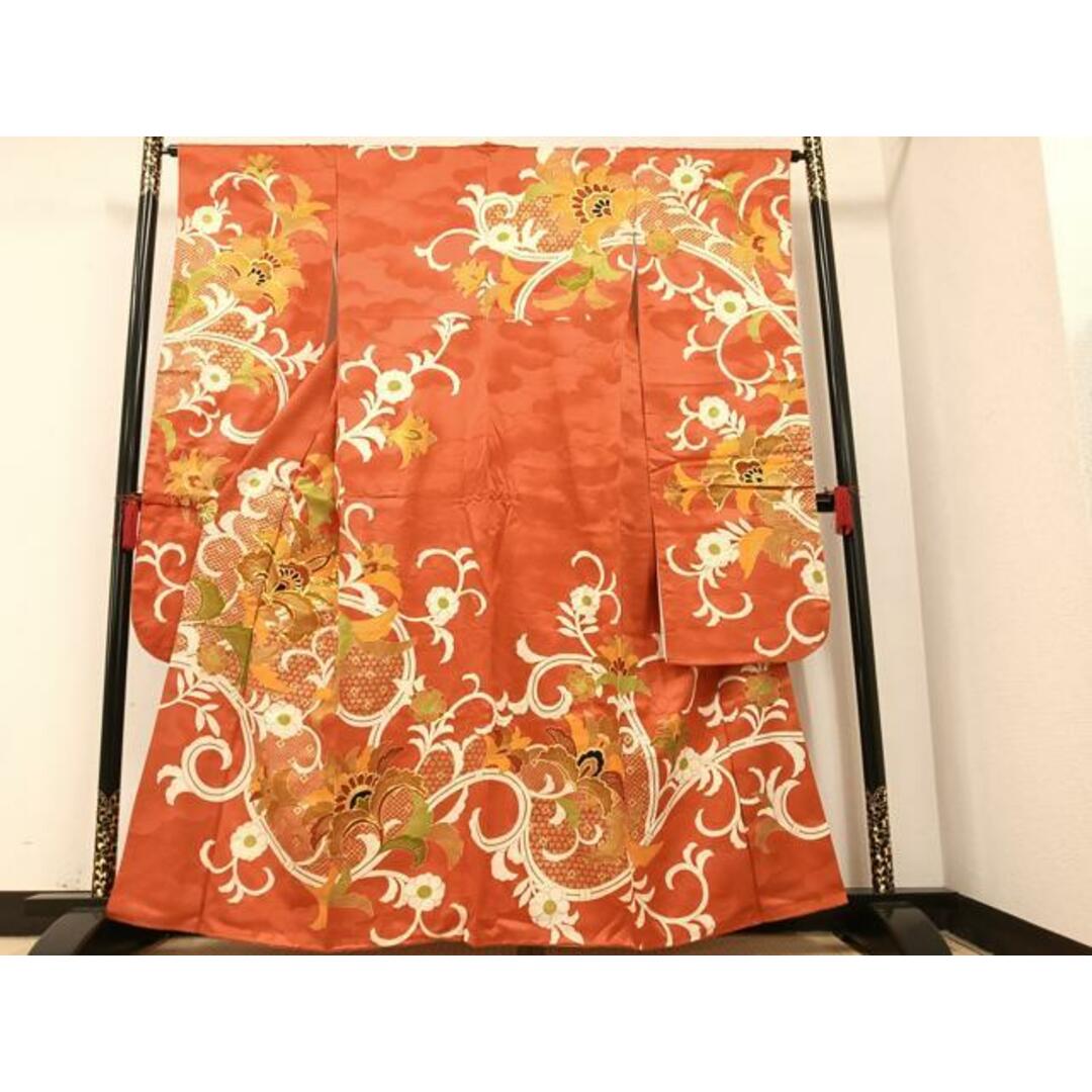 平和屋着物□豪華振袖 駒刺繍 更紗唐草文 金彩 正絹 逸品 平和屋着物□豪華振袖 駒刺繍 更紗唐草文 金彩 正絹 逸品