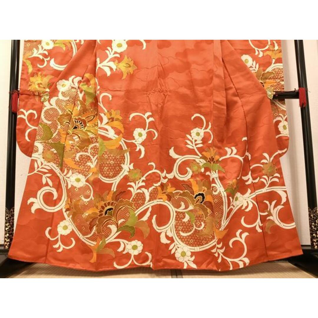 平和屋着物□豪華振袖 駒刺繍 更紗唐草文 金彩 正絹 逸品 平和屋着物□豪華振袖 駒刺繍 更紗唐草文 金彩 正絹 逸品