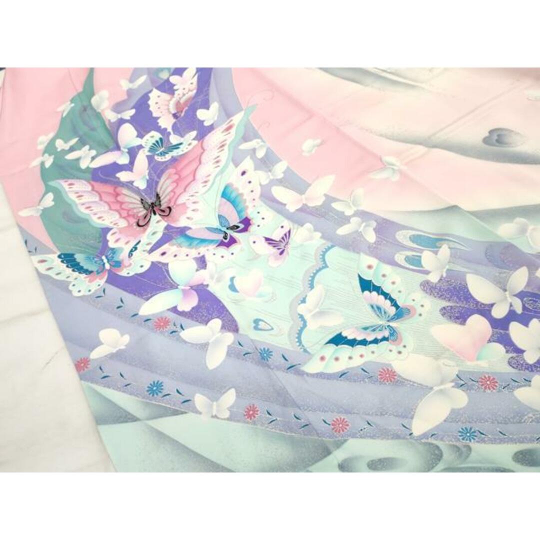 平和屋着物□豪華振袖 孔雀羽舞蝶文 暈し染め 銀彩 正絹 逸品 平和屋着物□豪華振袖 孔雀羽舞蝶文 暈し染め 銀彩 正絹 逸品