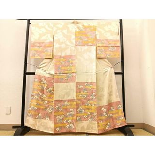平和屋着物■訪問着　相良刺繍　エ霞花文　金彩　正絹　逸品　BAAR8962wb(着物)
