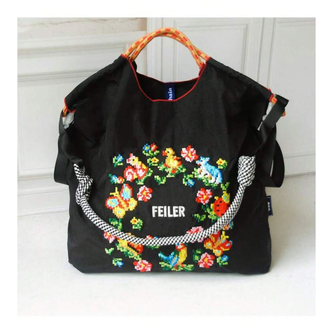 FEILER - 新品未使用Ball&chain FEILER風エコバッグ 花と鳥刺繍 FEILER - 新品未使用Ball&chain FEILER風エコバッグ 花と鳥刺繍