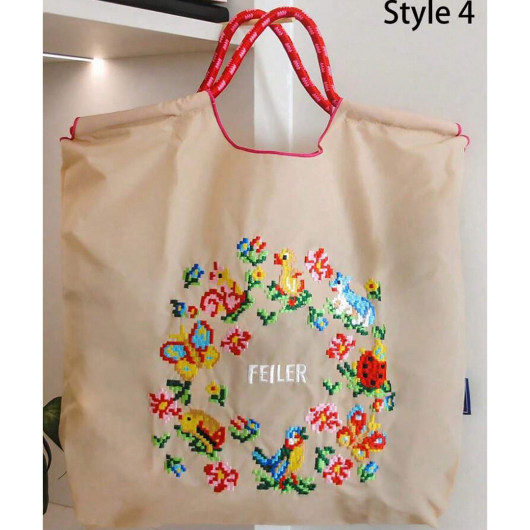 FEILER - 新品未使用Ball&chain FEILER風エコバッグ 花と鳥刺繍 FEILER - 新品未使用Ball&chain FEILER風エコバッグ 花と鳥刺繍