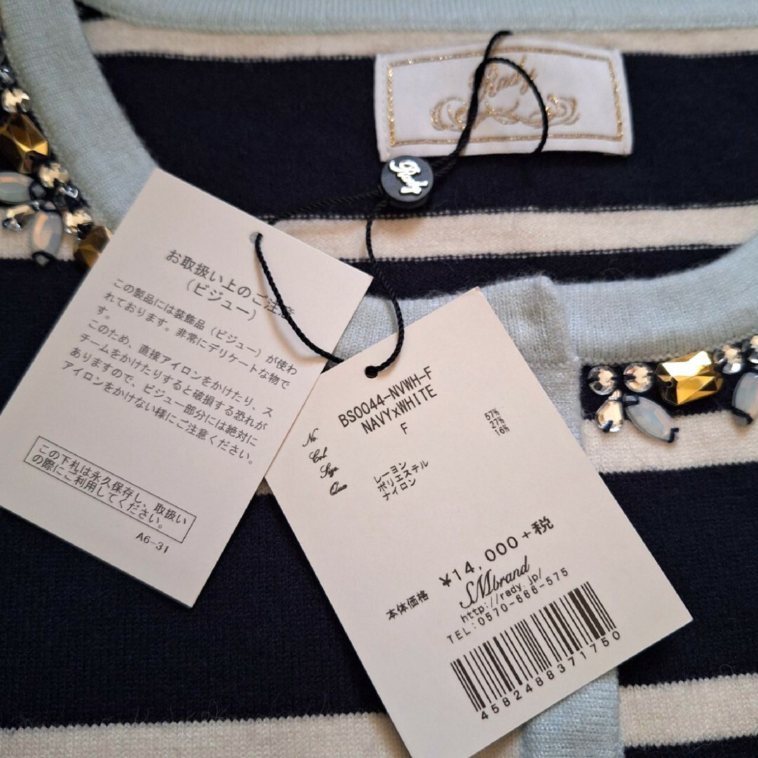 Rady - 新品 未使用 タグ付き rady ビジュー付き ボーダーニット Rady - 新品 未使用 タグ付き rady ビジュー付き ボーダーニット