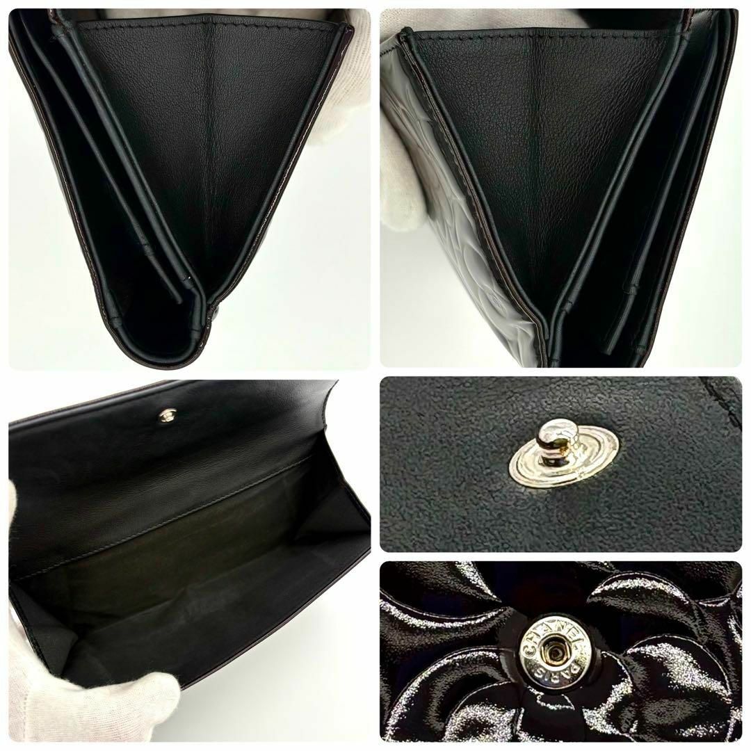 CHANEL - シャネル 長財布 Wホック エナメル パテント カメリア CHANEL - シャネル 長財布 Wホック エナメル パテント カメリア
