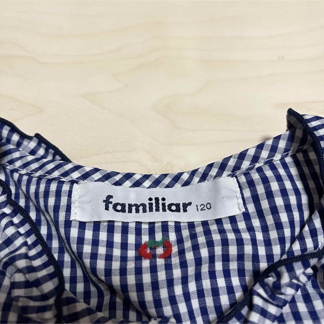 familiar - familiar ギンガムチェック ワンピース 120 りんごの familiar - familiar ギンガムチェック ワンピース 120 りんごの