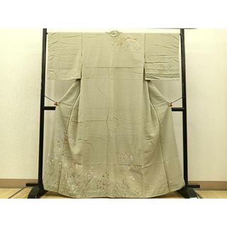 平和屋着物■訪問着　スワトウ刺繍　群鶴雪輪花文　たたき染め　金彩　正絹　逸品　BAAR5981hz(着物)