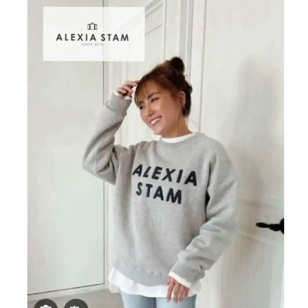 信頼も高い ALEXIA STAM - alexiastam グレーロゴトレーナー パーカー トレーナー/スウェット
