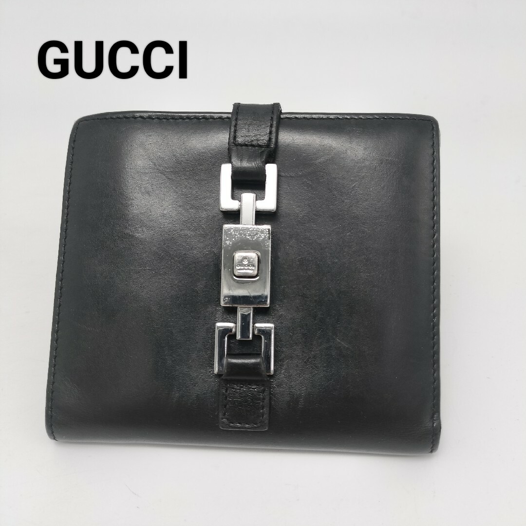 GUCCI - 【極美品 正規品】 グッチ 折り財布 レザー ブラック 黒 GUCCI - 【極美品 正規品】 グッチ 折り財布 レザー ブラック 黒