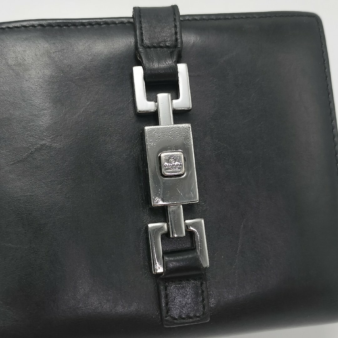 GUCCI - 【極美品 正規品】 グッチ 折り財布 レザー ブラック 黒 GUCCI - 【極美品 正規品】 グッチ 折り財布 レザー ブラック 黒