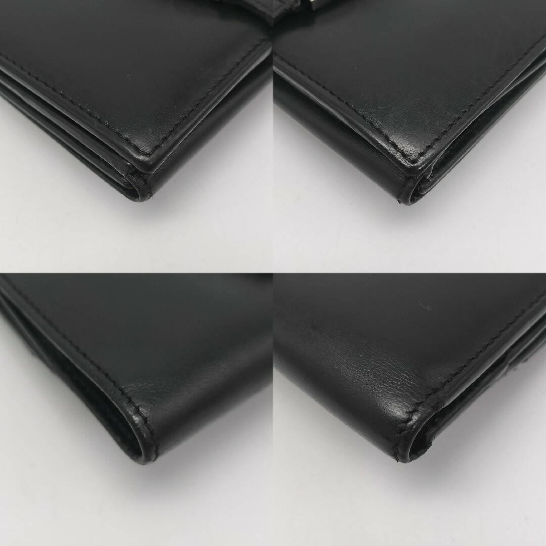 GUCCI - 【極美品 正規品】 グッチ 折り財布 レザー ブラック 黒 GUCCI - 【極美品 正規品】 グッチ 折り財布 レザー ブラック 黒