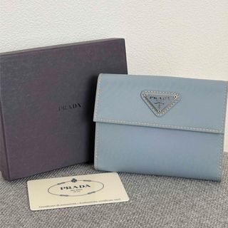 PRADA - PRADA 財布 三つ折り サフィアーノ バイカラー ミニ財布 PRADA - PRADA 財布 三つ折り サフィアーノ バイカラー ミニ財布
