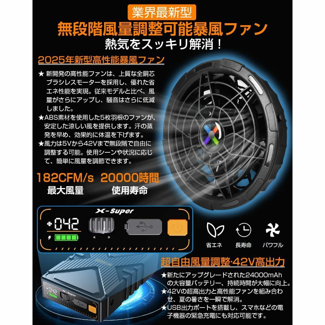Amazon.co.jp: 【42V超高出力 2025NEW 最強風】作業服 ファン