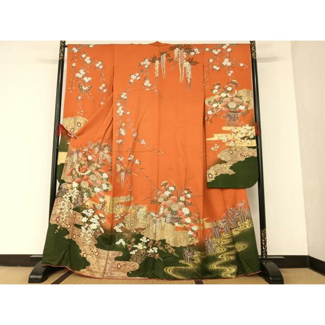 平和屋着物□豪華振袖 駒刺繍 花蝶文 金彩 正絹 逸品 AAAQ3136zg 平和屋着物□豪華振袖 駒刺繍 花蝶文 金彩 正絹 逸品 AAAQ3136zg