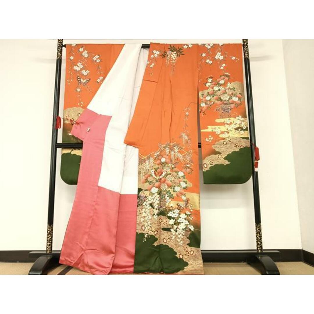 平和屋着物□豪華振袖 駒刺繍 花蝶文 金彩 正絹 逸品 AAAQ3136zg 平和屋着物□豪華振袖 駒刺繍 花蝶文 金彩 正絹 逸品 AAAQ3136zg