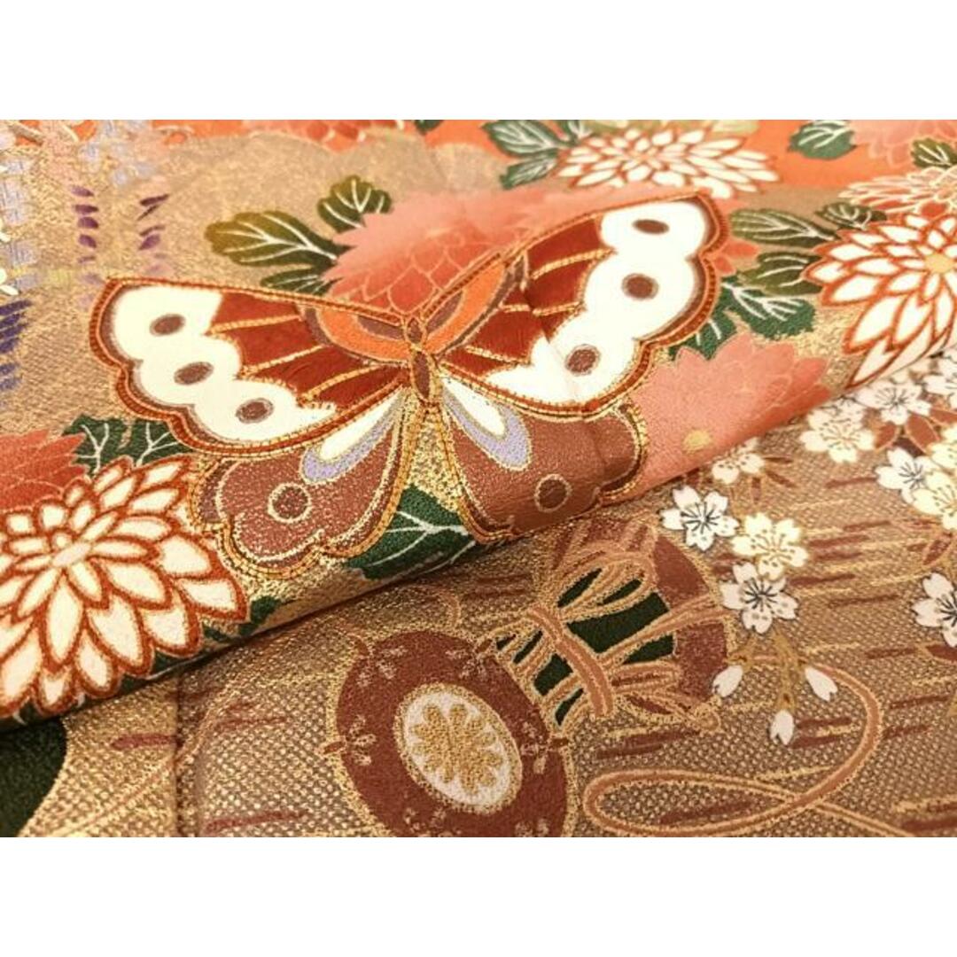 平和屋着物□豪華振袖 駒刺繍 花蝶文 金彩 正絹 逸品 AAAQ3136zg 平和屋着物□豪華振袖 駒刺繍 花蝶文 金彩 正絹 逸品 AAAQ3136zg