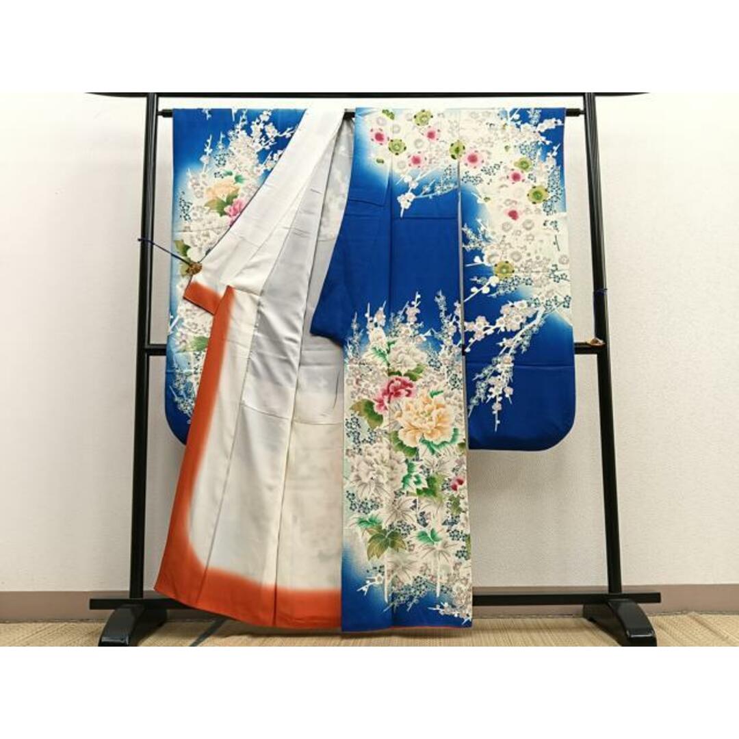 平和屋着物□豪華振袖 牡丹花文 暈し染め 銀彩 正絹 逸品 平和屋着物□豪華振袖 牡丹花文 暈し染め 銀彩 正絹 逸品