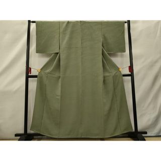 平和屋着物■上質な色無地　青海波　山葵色　正絹　逸品　AAAQ1704sx(着物)