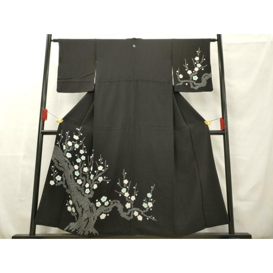 平和屋着物□訪問着 絞り 枝梅文 黒地 正絹 逸品 AAAS0626cgの 平和屋着物□訪問着 絞り 枝梅文 黒地 正絹 逸品 AAAS0626cgの