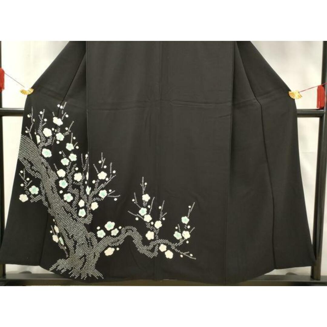 平和屋着物□訪問着 絞り 枝梅文 黒地 正絹 逸品 AAAS0626cgの 平和屋着物□訪問着 絞り 枝梅文 黒地 正絹 逸品 AAAS0626cgの