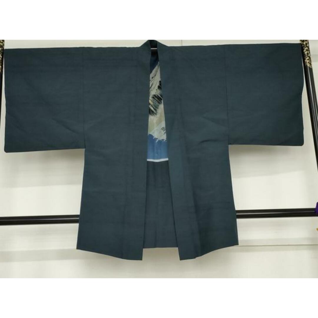 平和屋着物□男性 紬 アンサンブル 色無地 紺瑠璃色 羽裏:富士 平和屋着物□男性 紬 アンサンブル 色無地 紺瑠璃色 羽裏:富士