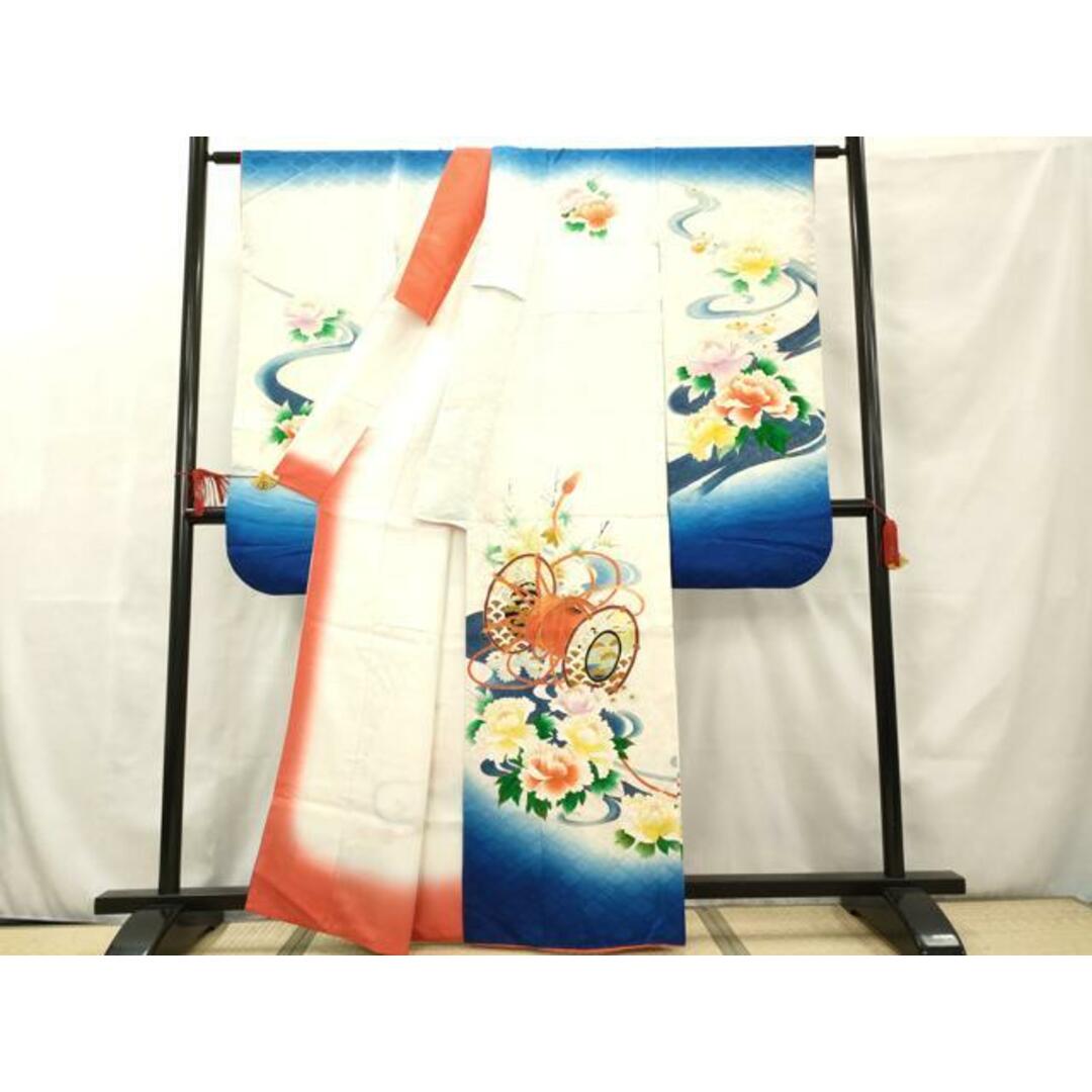 平和屋着物□豪華振袖 駒刺繍 鼓 流水花文 金彩 正絹 逸品 平和屋着物□豪華振袖 駒刺繍 鼓 流水花文 金彩 正絹 逸品