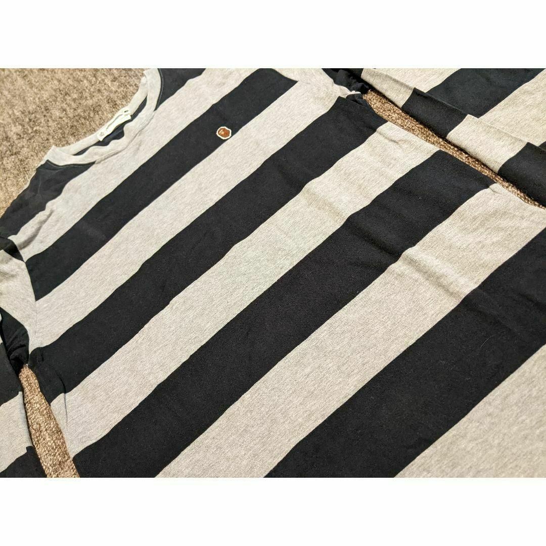 A BATHING APE - A Bathing Ape ストライプ ボーダー ロンT 黒 A BATHING APE - A Bathing Ape ストライプ ボーダー ロンT 黒