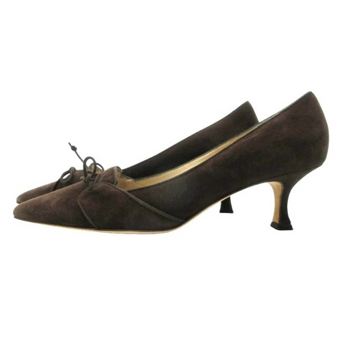 MANOLO BLAHNIK - マノロブラニク スエード パンプス ヒール 茶 MANOLO BLAHNIK - マノロブラニク スエード パンプス ヒール 茶
