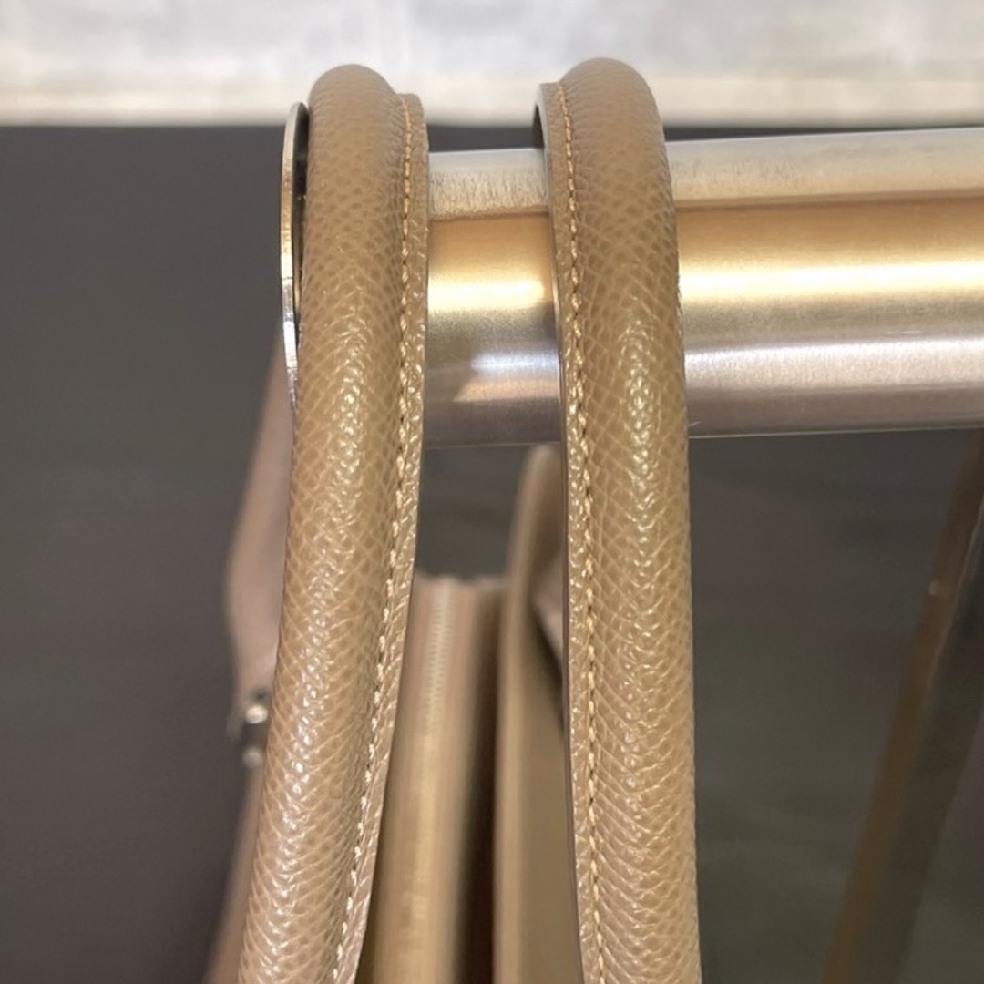 未使用級】WAKO 銀座和光 レザー グレージュ シルバー金具 未使用級】WAKO 銀座和光 レザー グレージュ シルバー金具