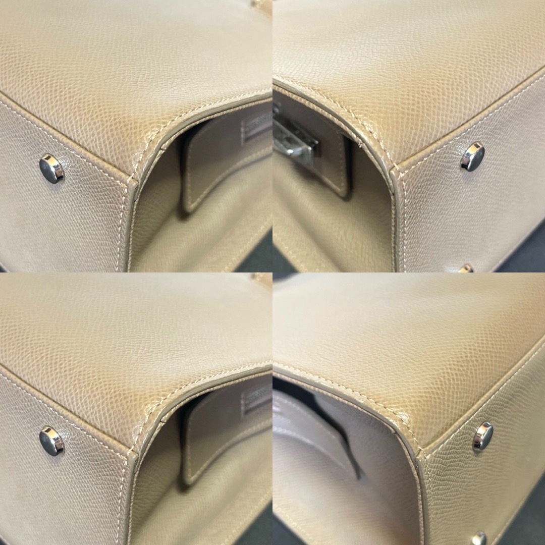 未使用級】WAKO 銀座和光 レザー グレージュ シルバー金具 未使用級】WAKO 銀座和光 レザー グレージュ シルバー金具