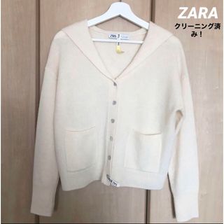ZARA - 完売品 ZARA ビジューネックニットジャケット Mサイズの ZARA - 完売品 ZARA ビジューネックニットジャケット Mサイズの