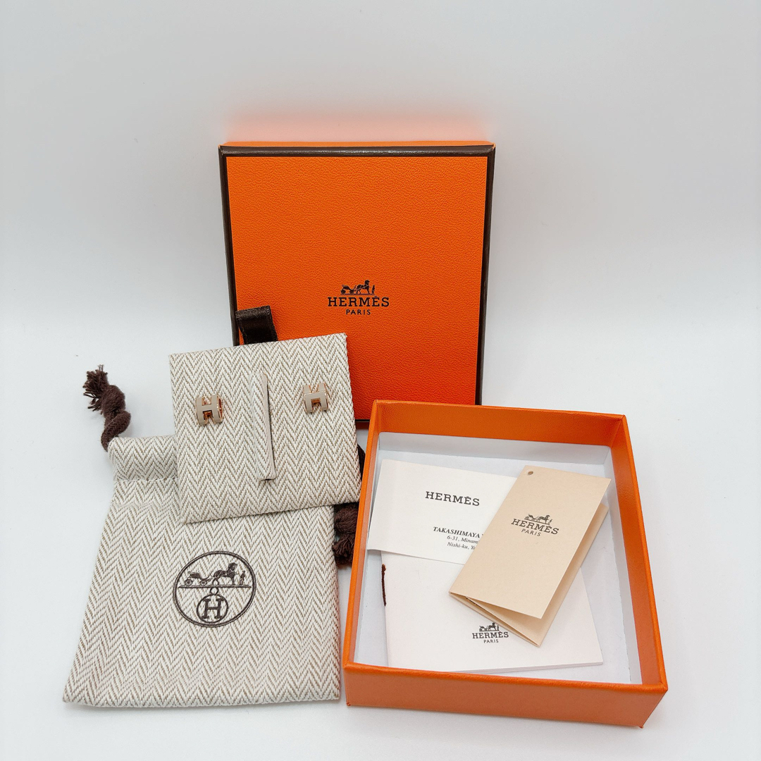 HERMES - 未使用 エルメス ミニポップH ピアス マロングラッセ HERMES - 未使用 エルメス ミニポップH ピアス マロングラッセ